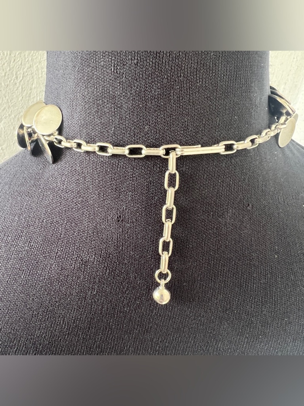 3-pc Vintage Silver Chainmail Choker Necklace Earrings Set Clip Disc Earrings - Picture 4 of 6